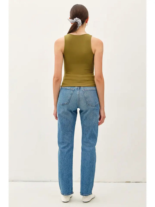 Be Cool Basic Round Neck Tank Olive