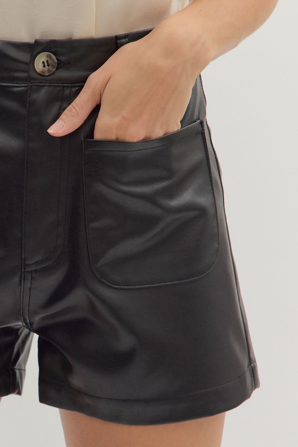 Entro Faux Leather Black Shorts