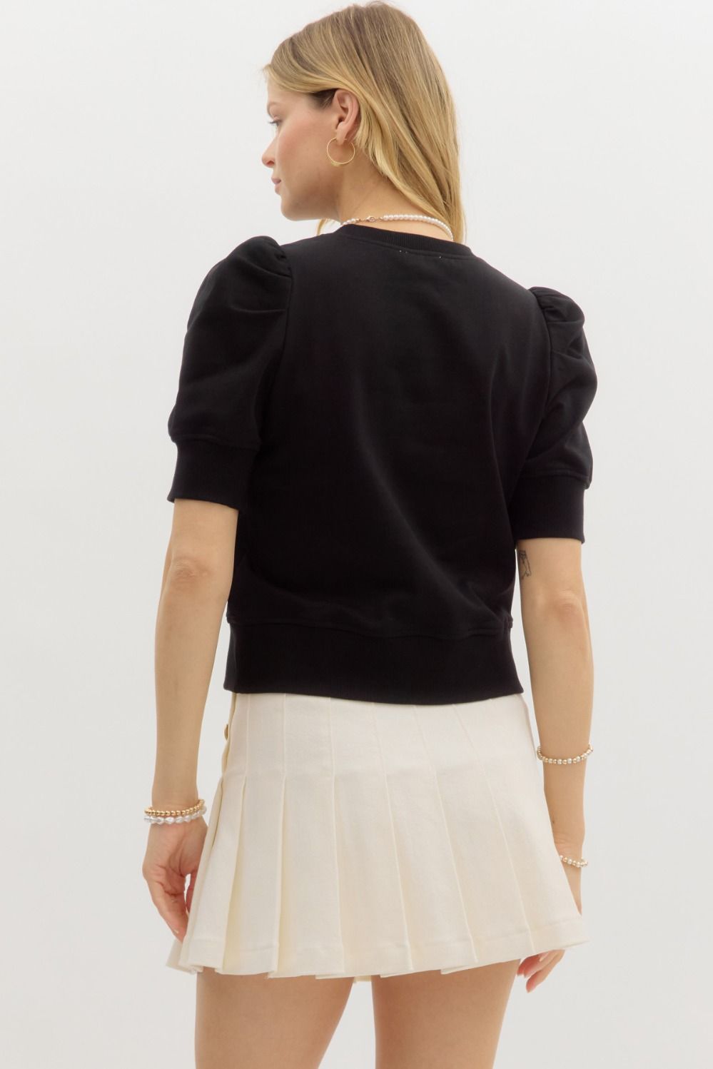 Entro Black Pleated Pullover Top