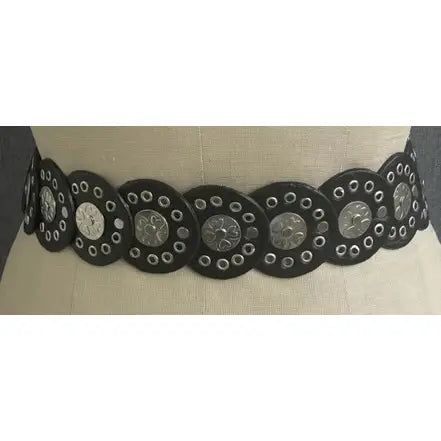 Dairi Black Medium Leather Disc Belt