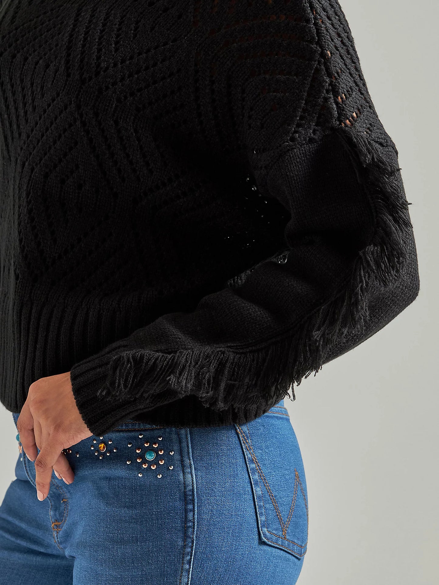 Wrangler Black Fringe Sweater