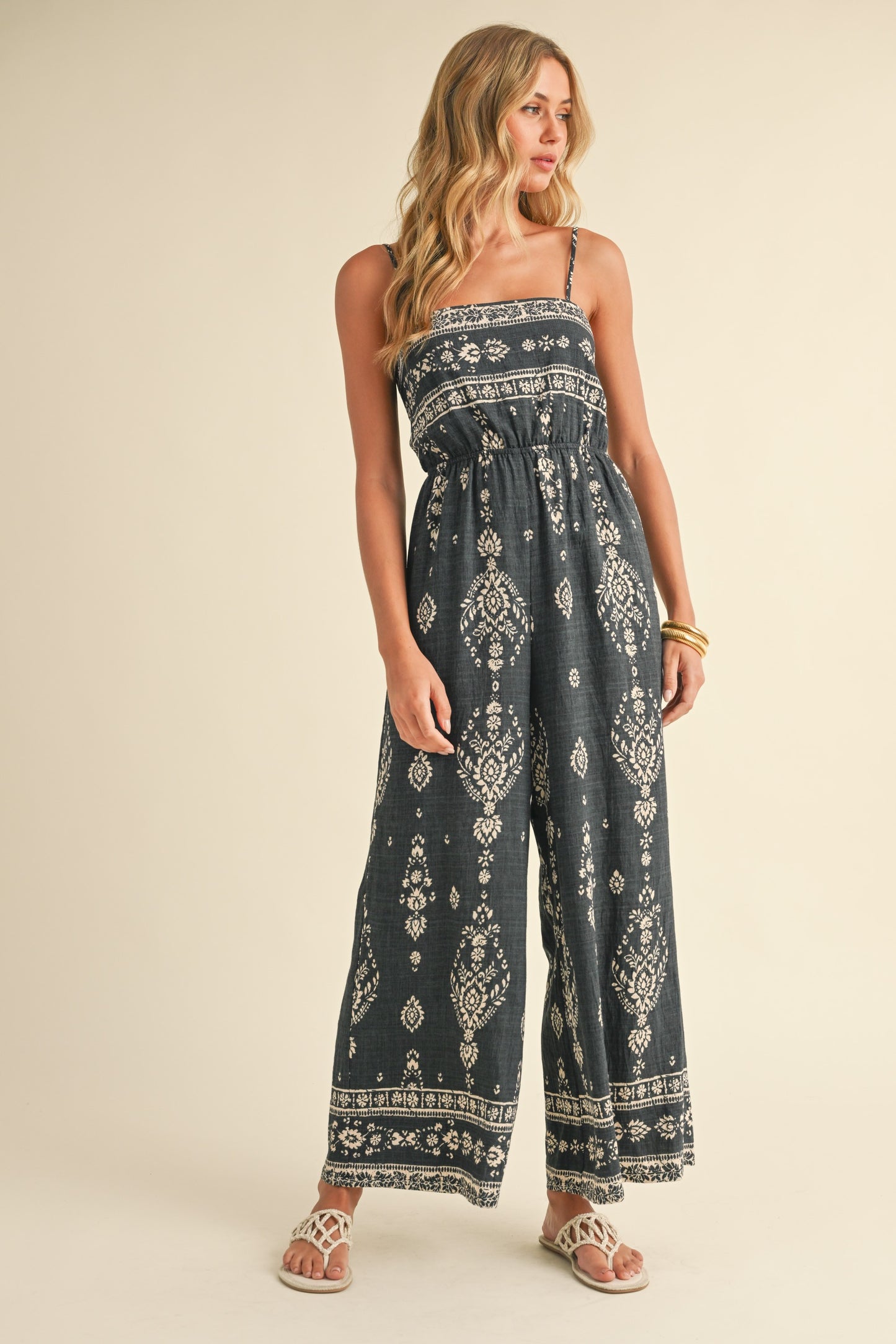 Klesis Black Smocked Jumpsuit