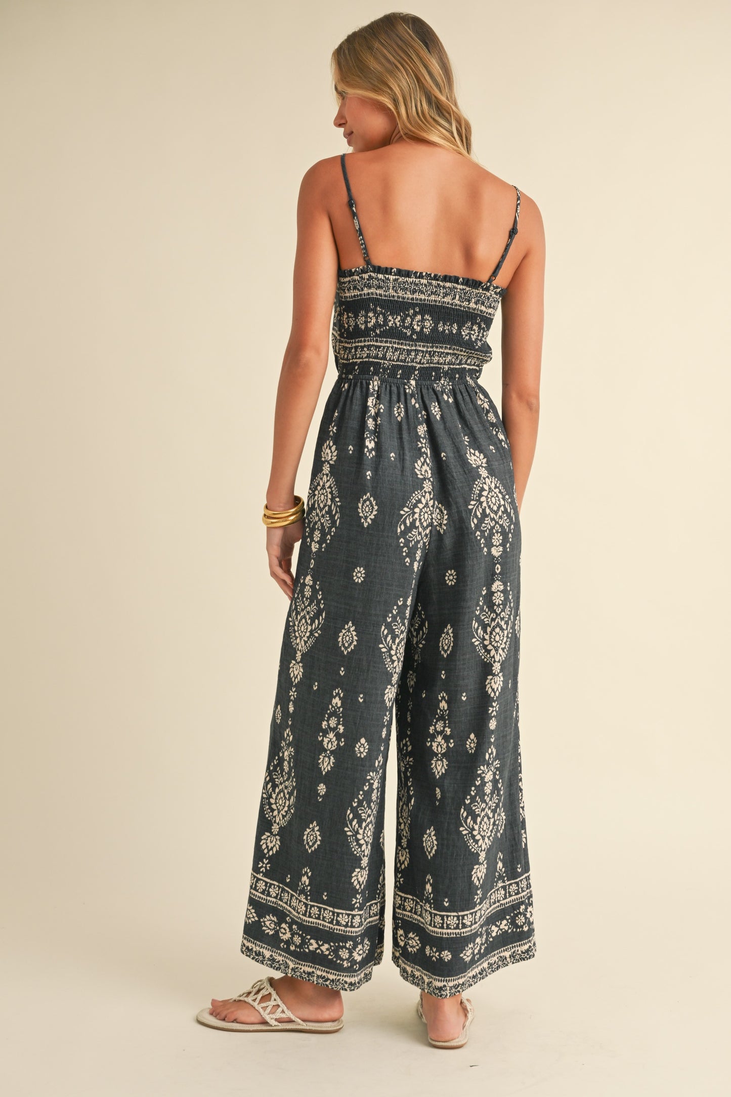 Klesis Black Smocked Jumpsuit