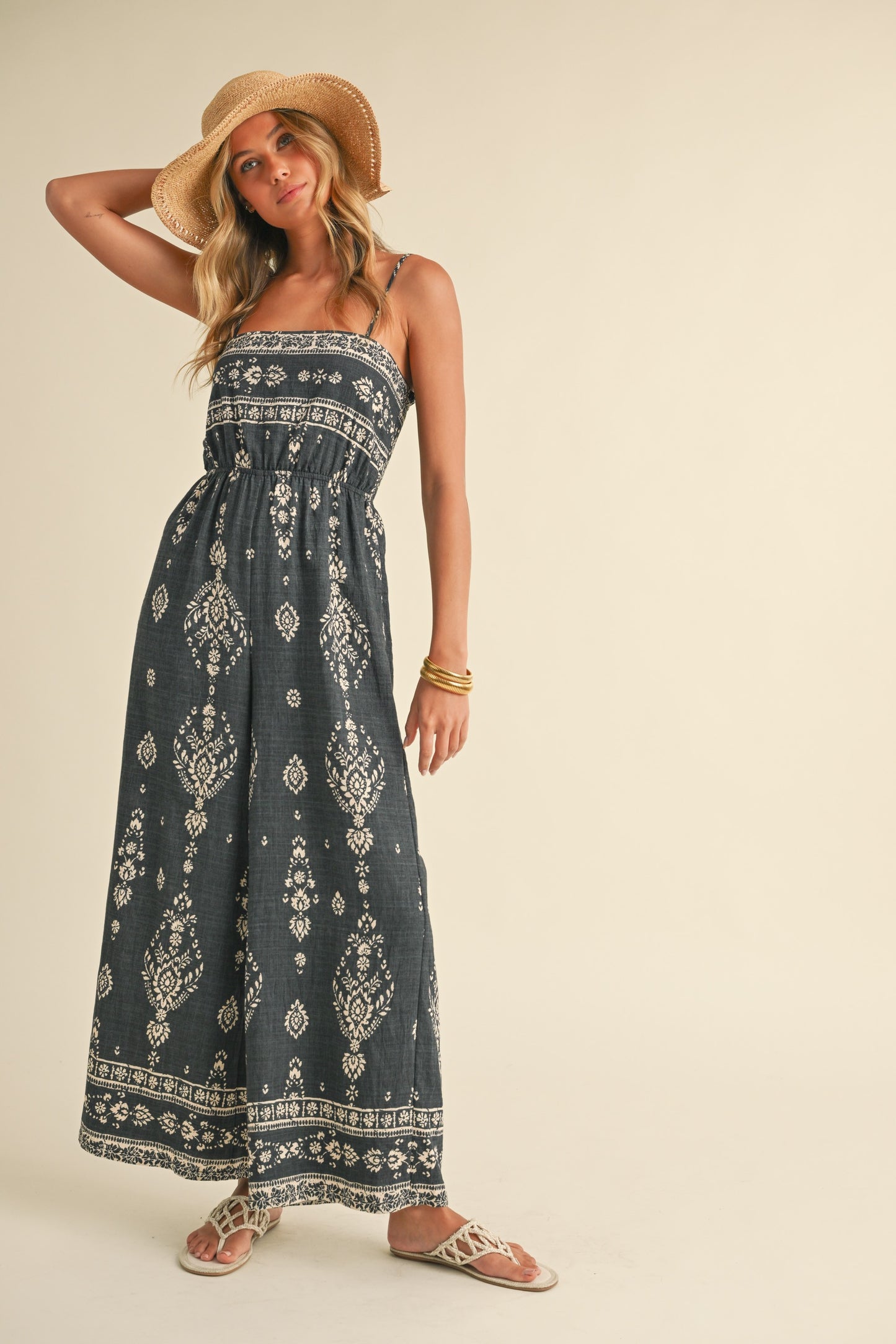 Klesis Black Smocked Jumpsuit