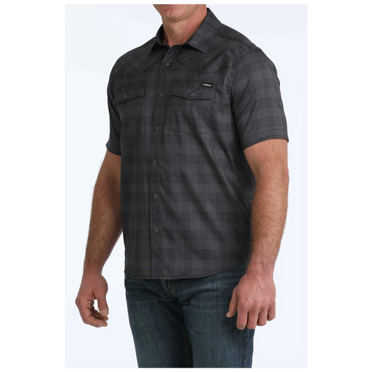 Cinch Black Plaid SS Camp Shirt