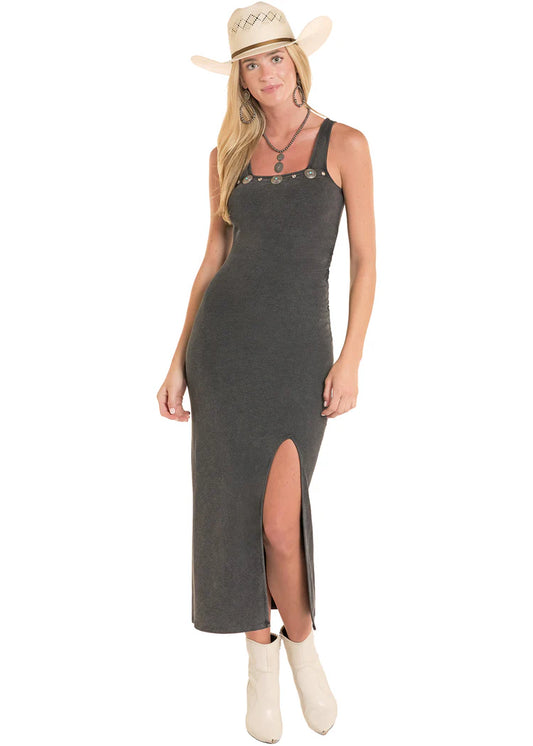 Rock&Roll Black Concho Studded Rib Knit Dress