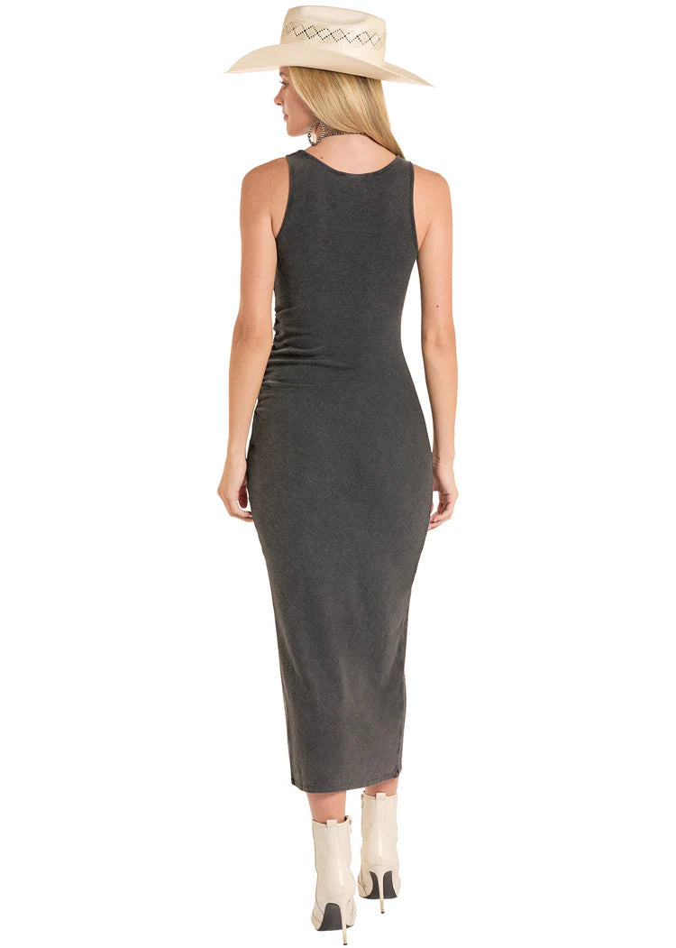 Rock&Roll Black Concho Studded Rib Knit Dress