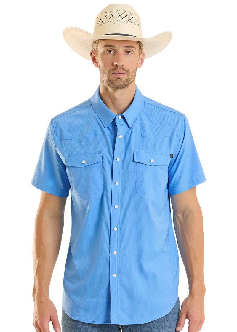 R&R Tek Western Stretch Blue SS Shirt