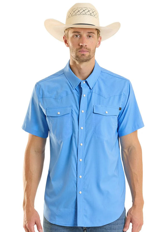 R&R Tek Western Stretch Blue SS Shirt
