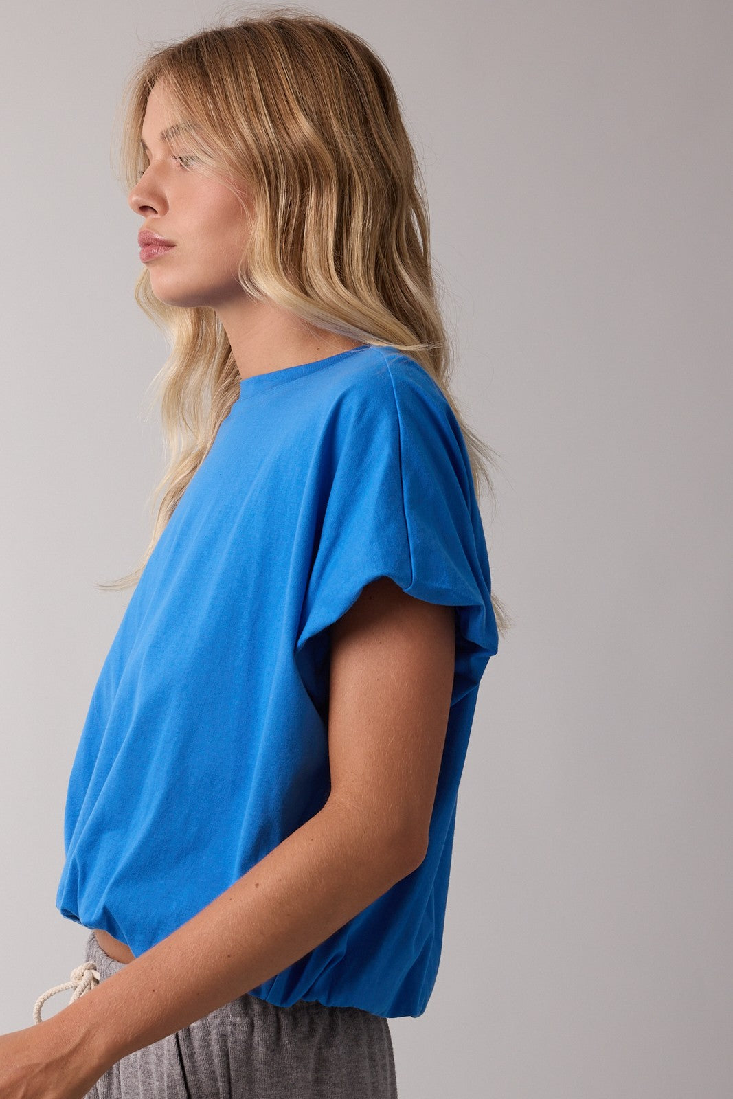 Wishlist Bubble Hem Knit Top Blue