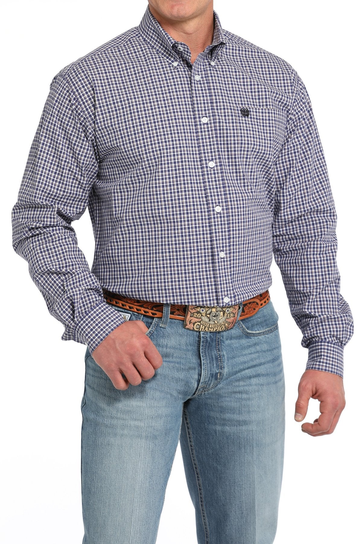 Cinch Dark Blue Plaid LS Shirt