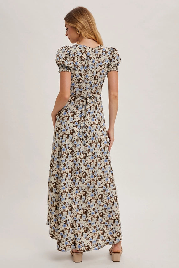 Bluivy Blue/Brown Floral Maxi Dress