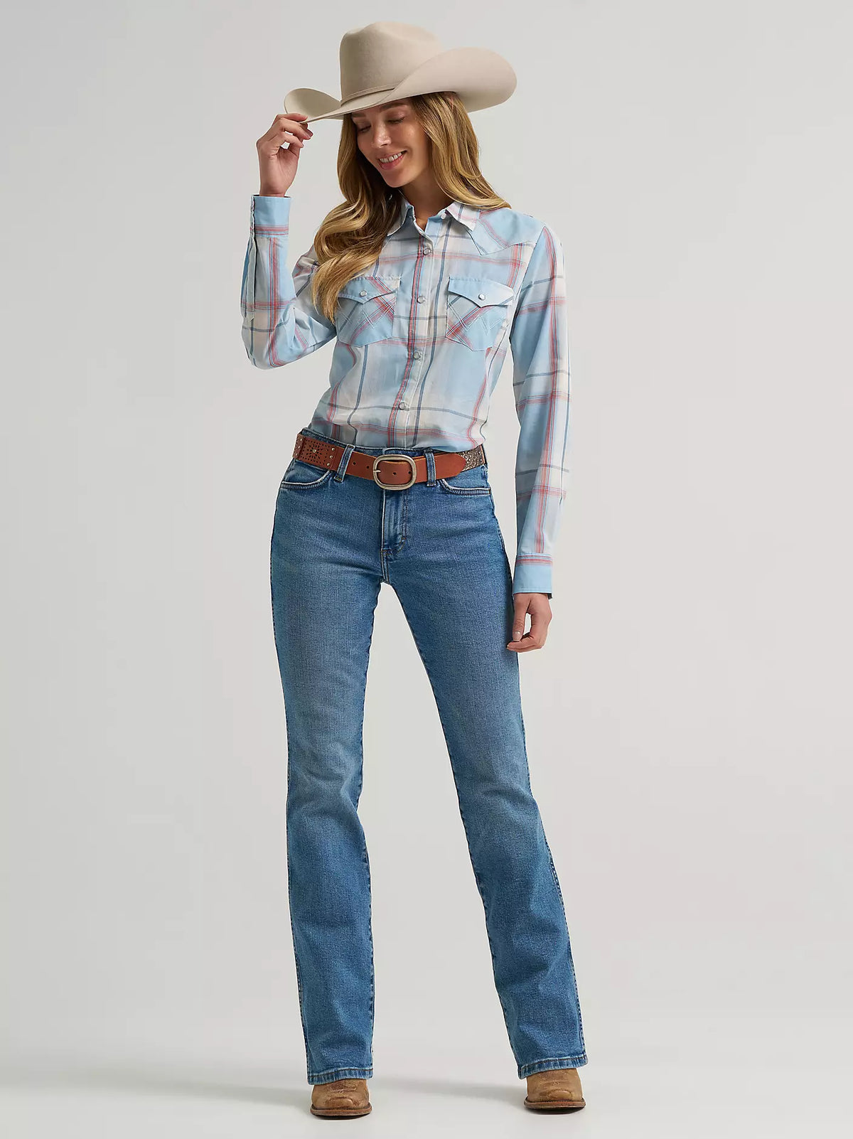 Wrangler Blue Plaid Snap Shirt