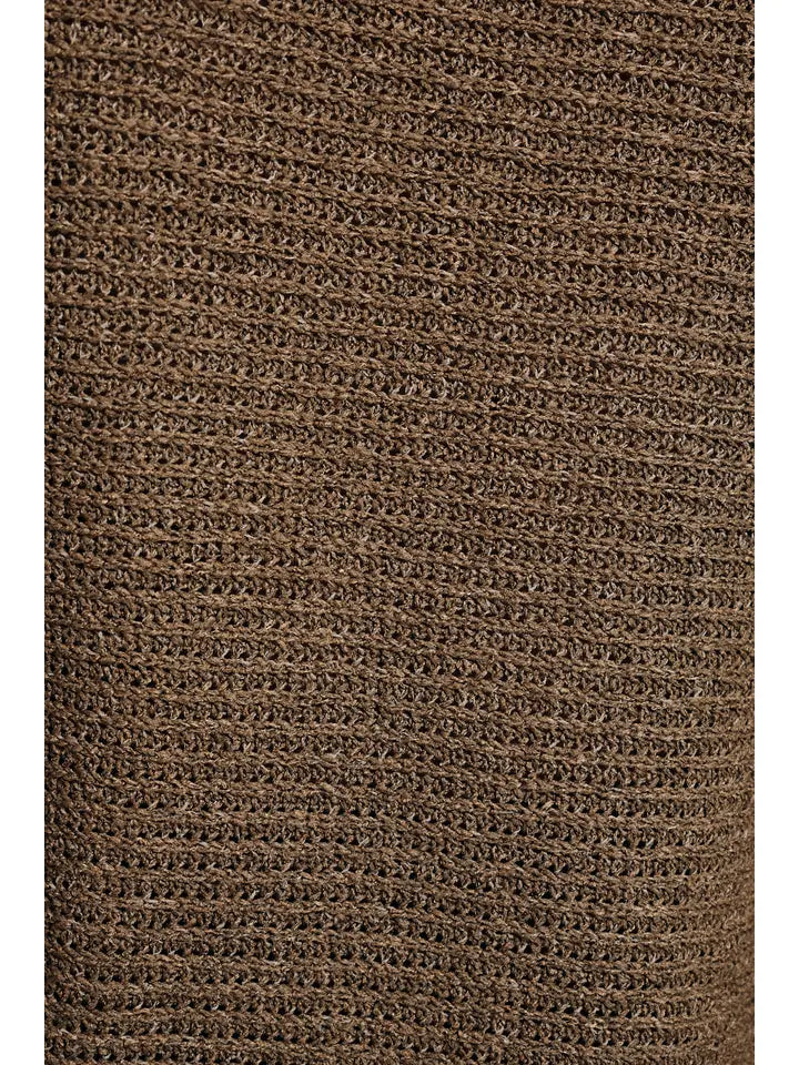 SE Brown Boat Neck Knit Poncho Top