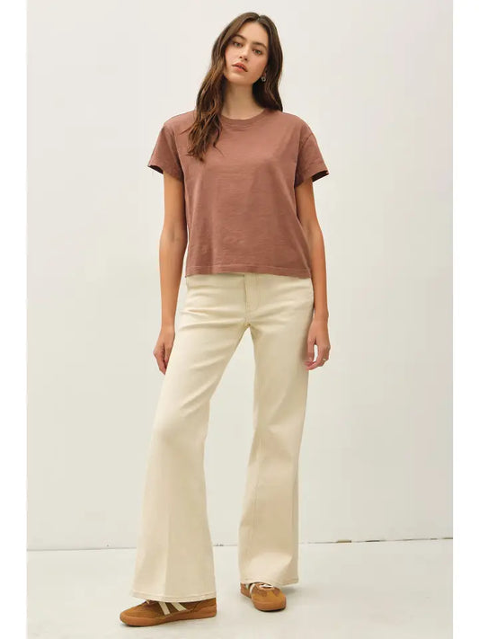 Be Cool Cotton Slub Crop Top Brown