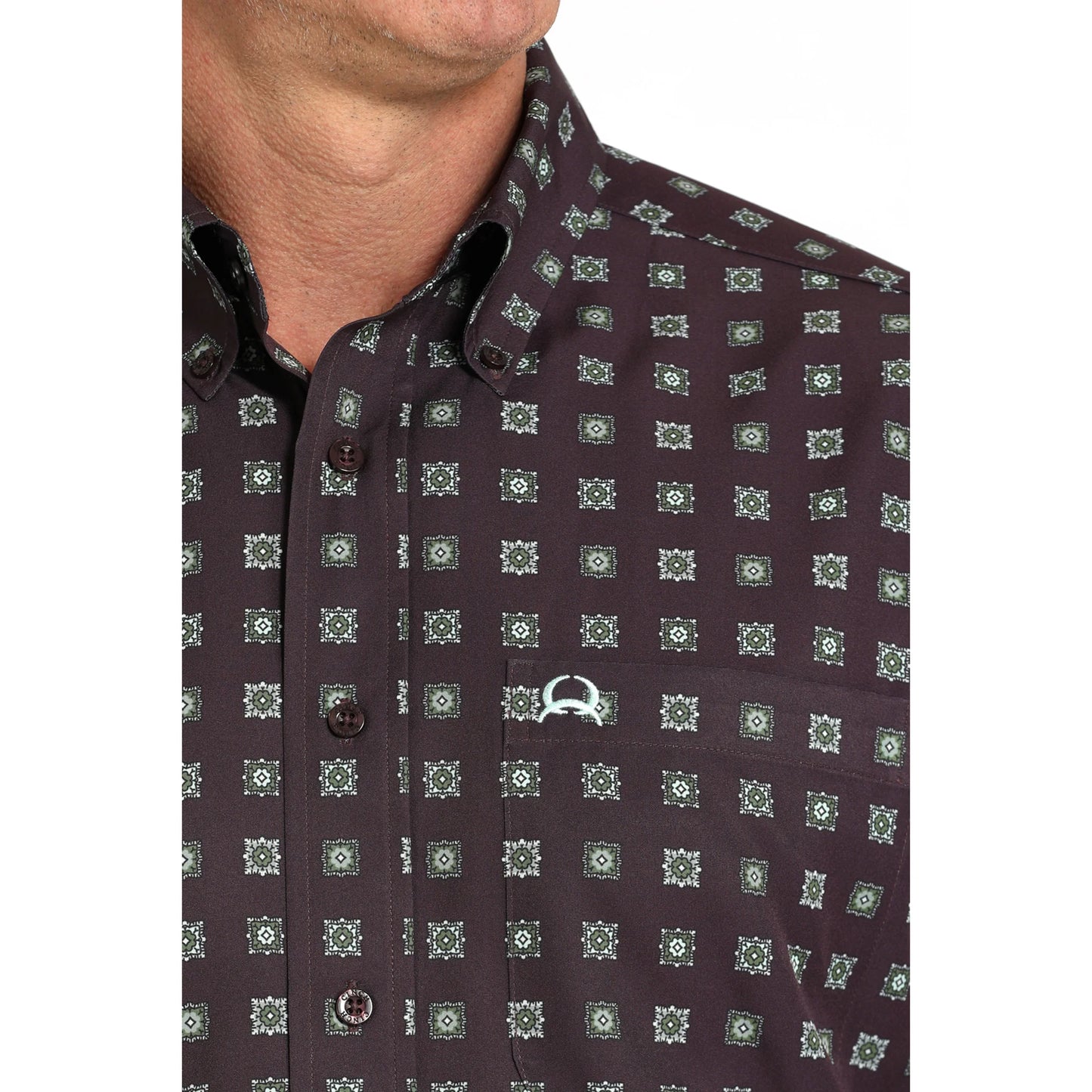 Cinch Purple Geo Print Arena Flex Shirt