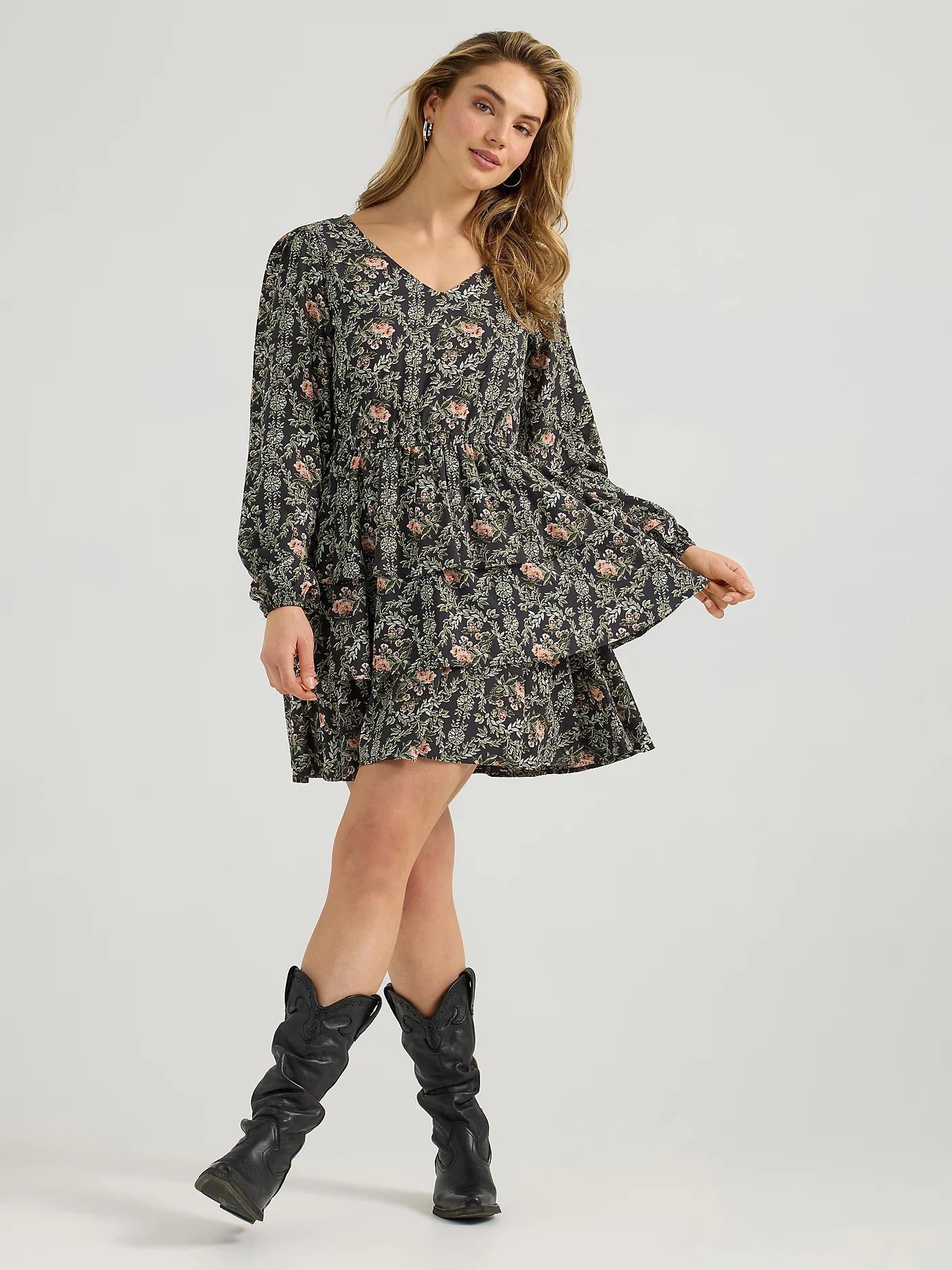 Wrangler Black Floral Retro Dress