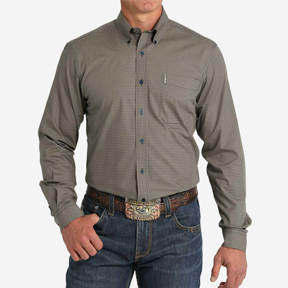 Cinch Modern Fit Brown Geo Print Shirt