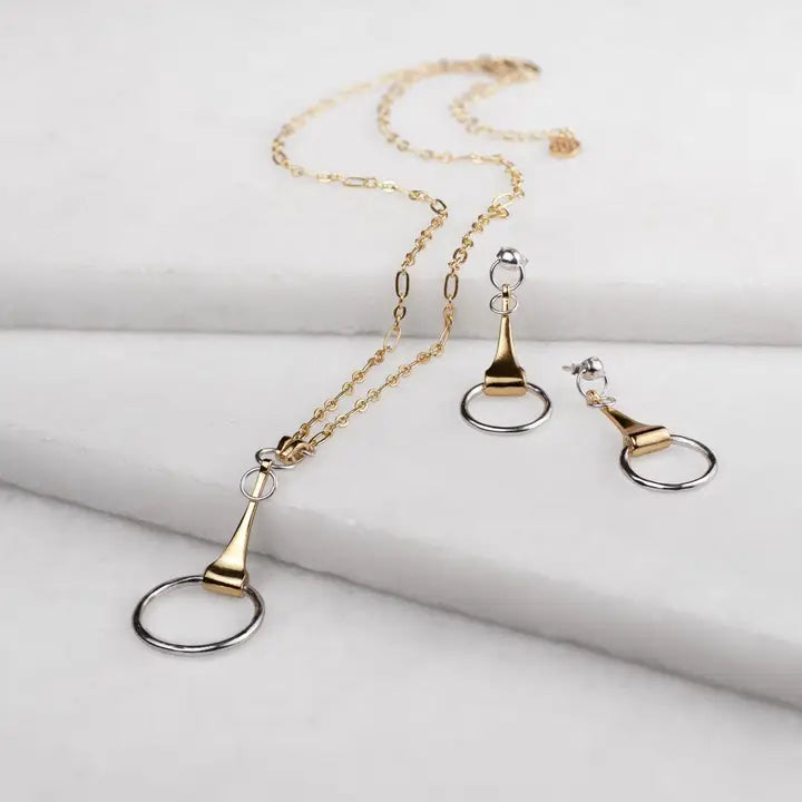 UE-Camden Horse Bit Earring In Two Tone