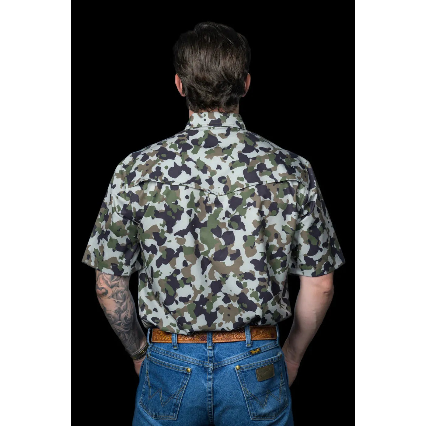 Ferrell Short Sleeve Snap Shirt Olive Camo