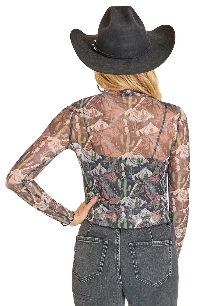 Rock&Roll Camo Mesh Top