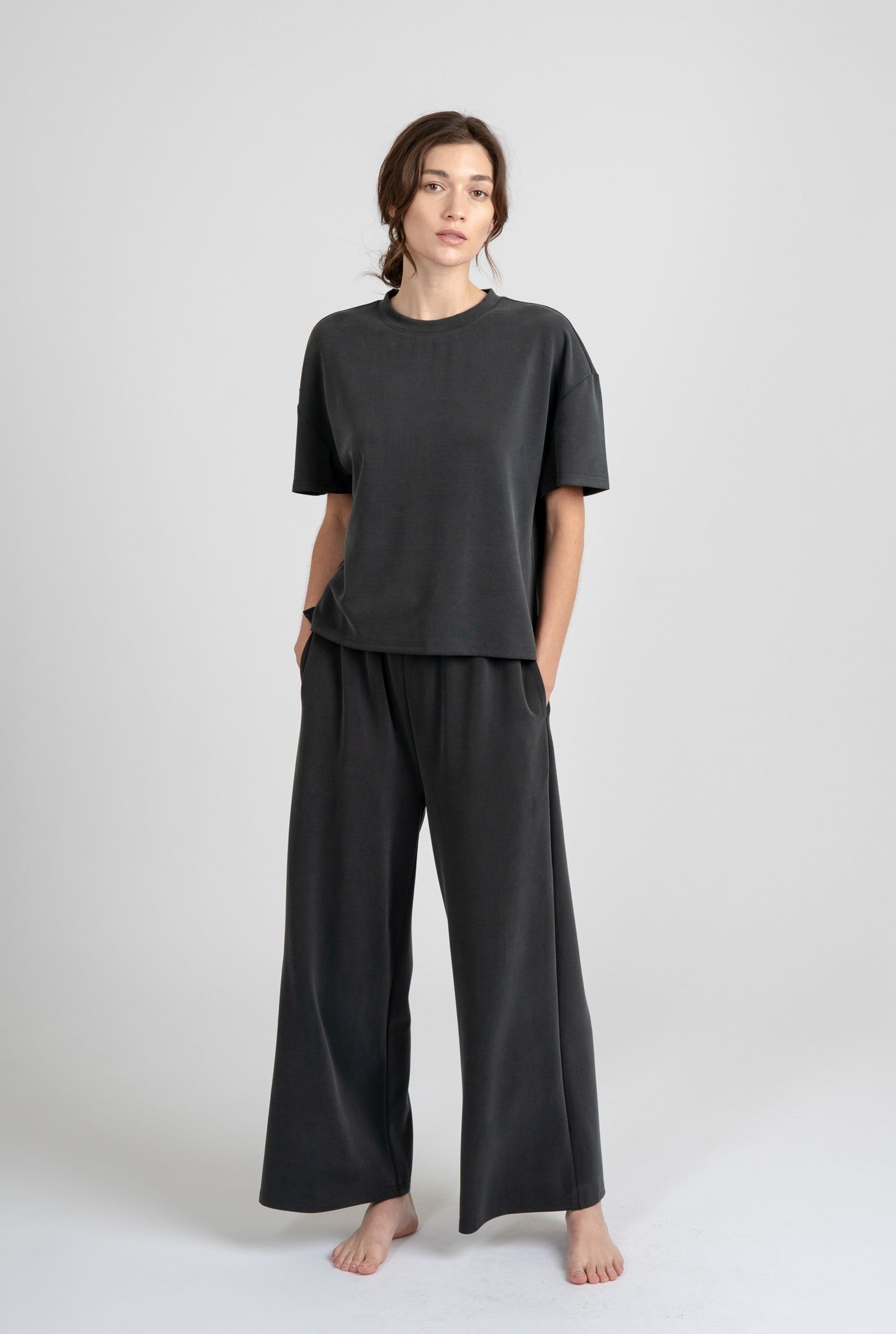 Elle Grey Charcoal Loose Fit Top