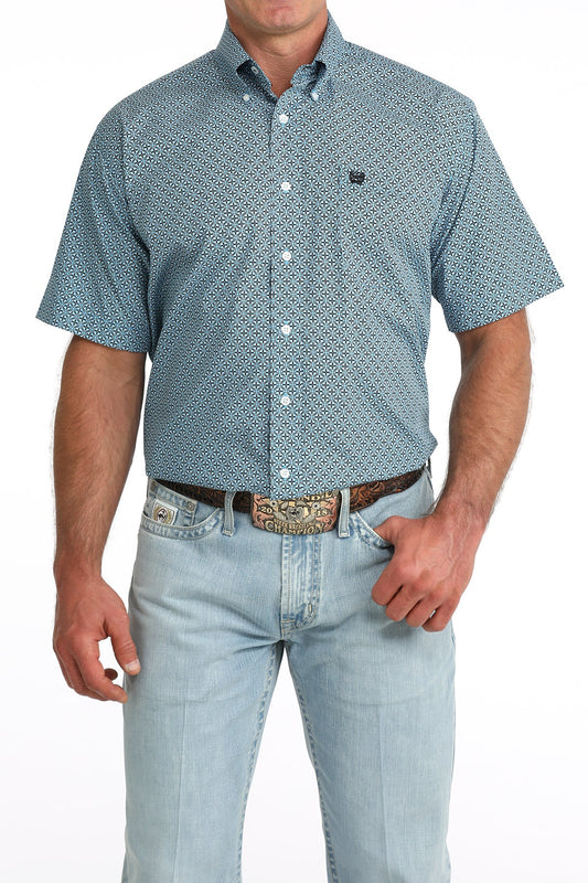 Cinch Men's Classic Fit Blue Western Button Down SS