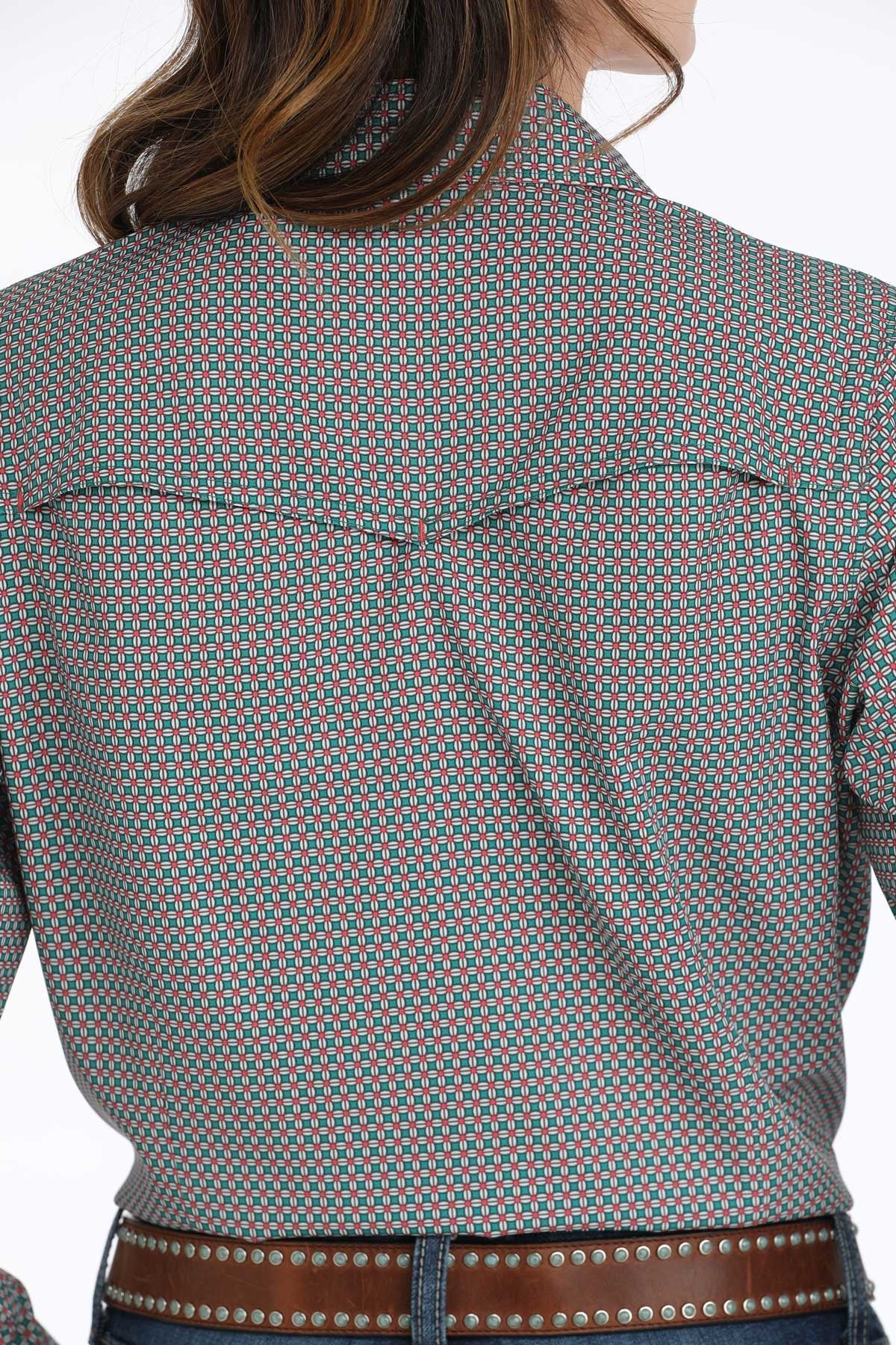 Cinch Womens Green Medallion Snap Front Shirt