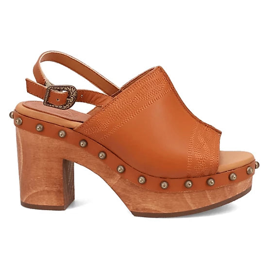 Dingo Clover Wooden Sandal Tan