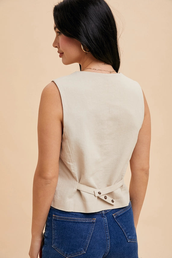 Loom Linen/Cotton Blend Vest Natural