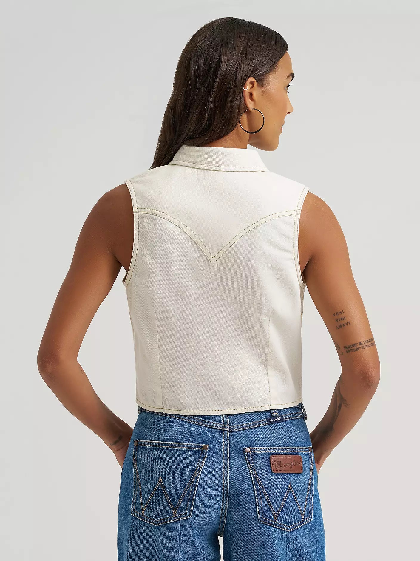 Wrangler Cream Snap Sleeveless Shirt - Petticoat Junction