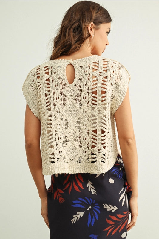 Miou Muse Crochet Knit Top