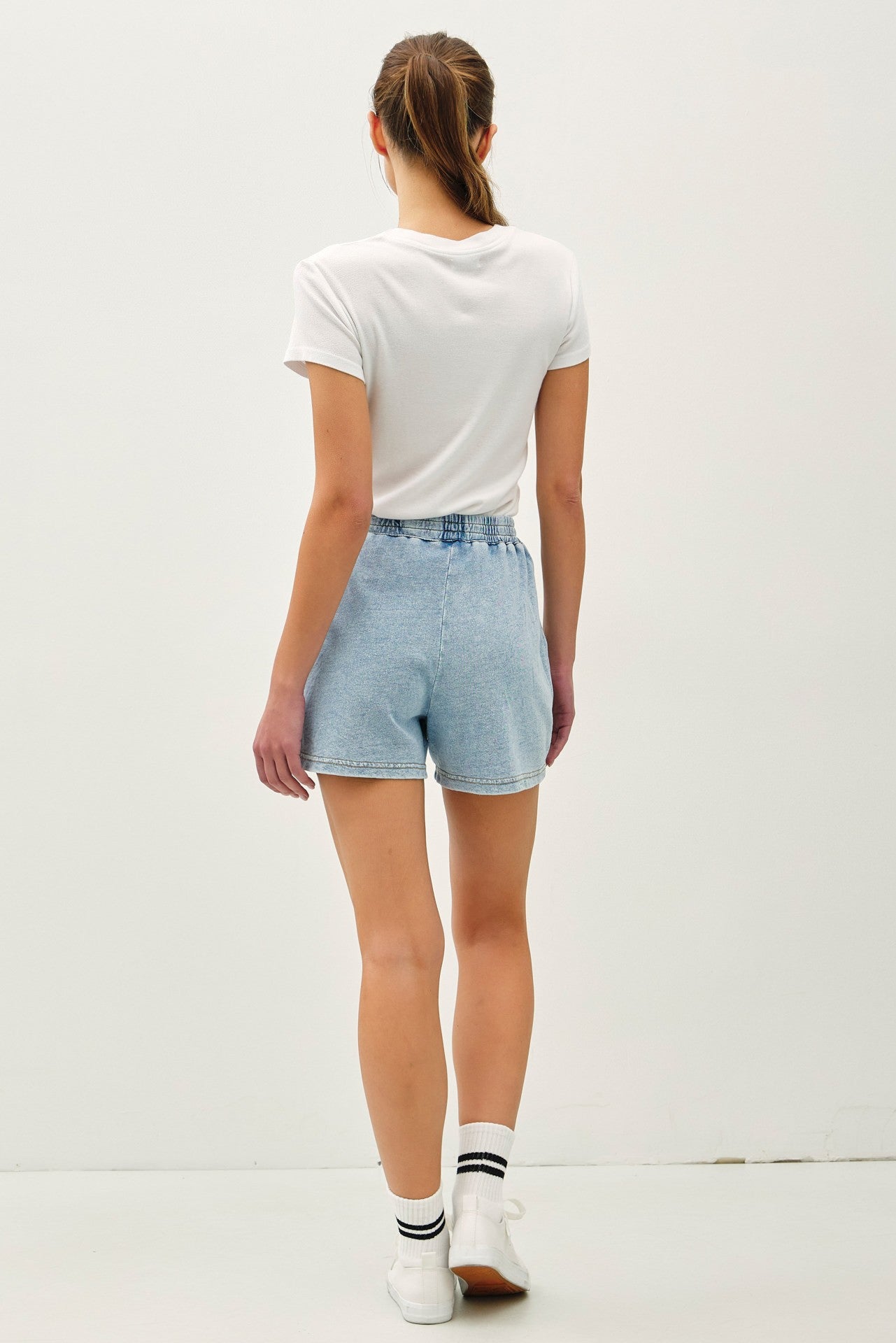 BE Cool Light Denim Cotton Fleece Shorts