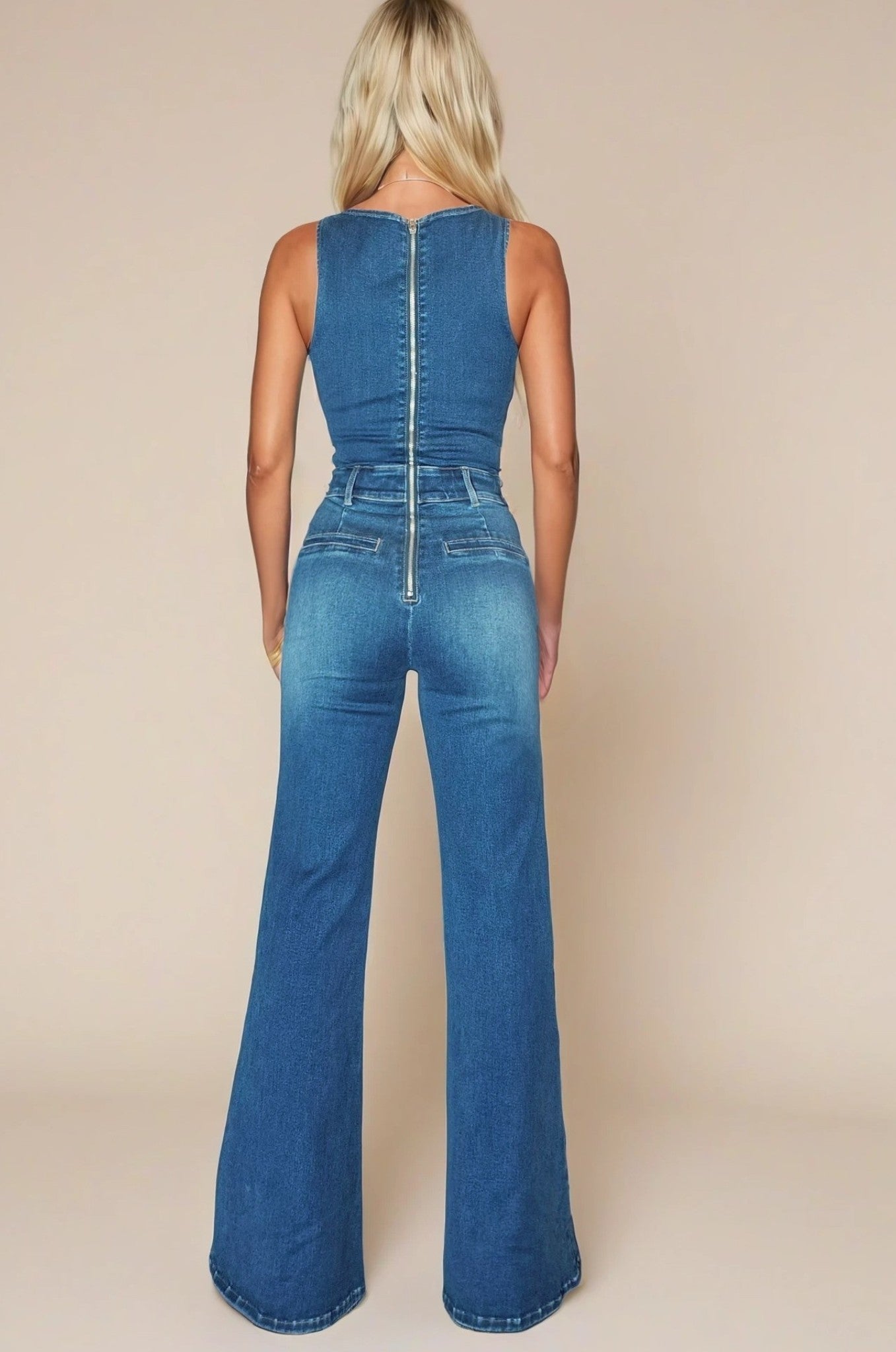 WL Stretch Wide Leg Denim Jumpsuit