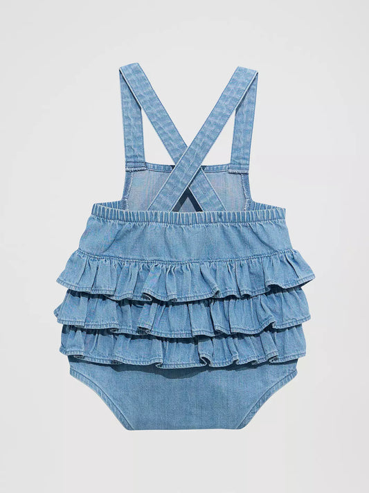 Wrangler Baby Girl Denim Ruffle Bodysuit