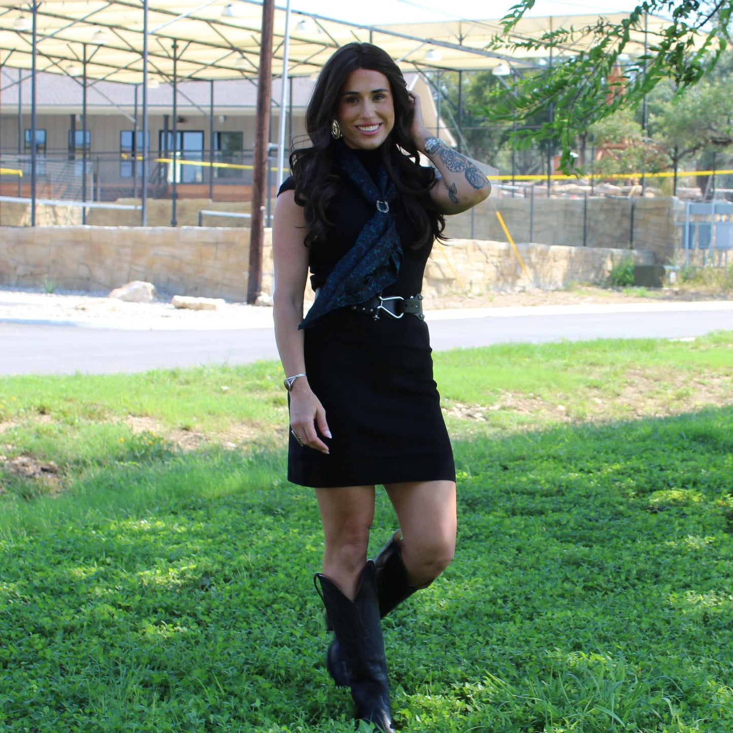 Eesome Black Slim Mock Neck Dress