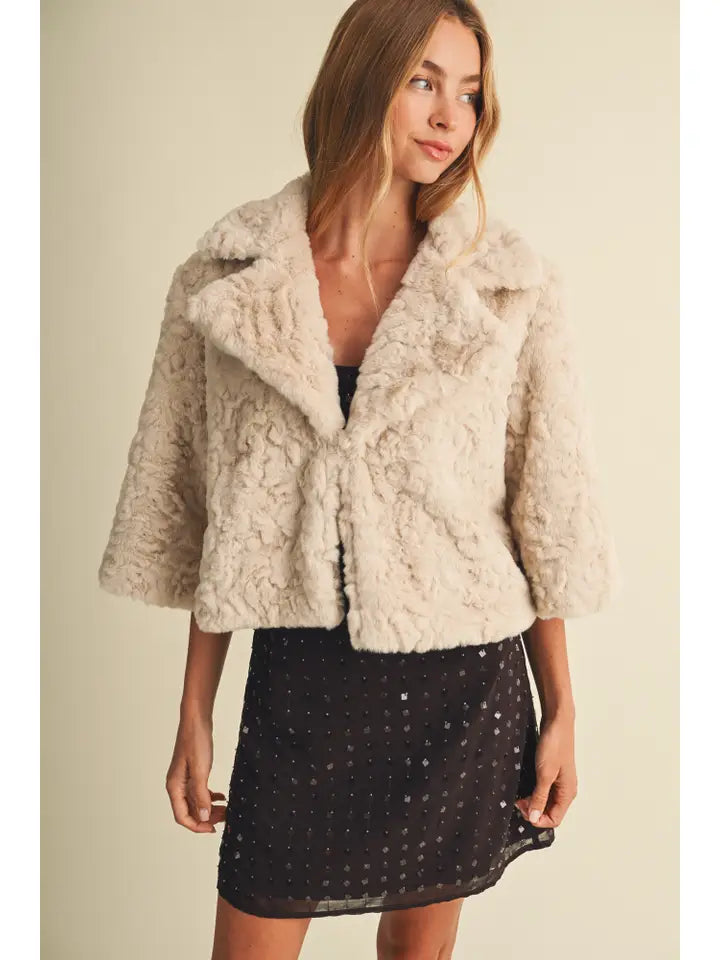 Mustard Seed Ecru Fur Jacket