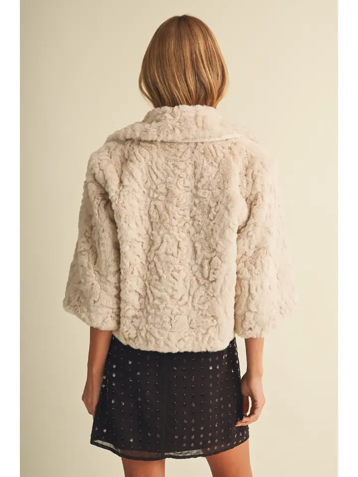 Mustard Seed Ecru Fur Jacket