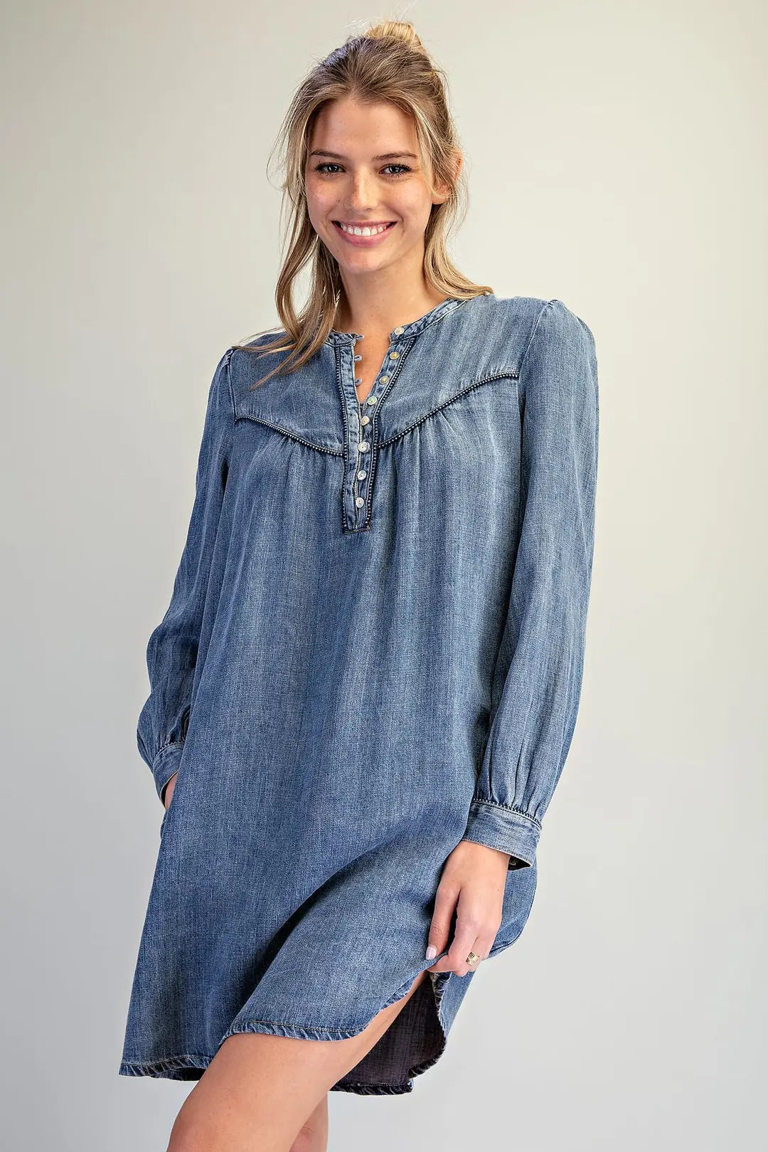 Eesome Denim Button Down Dress