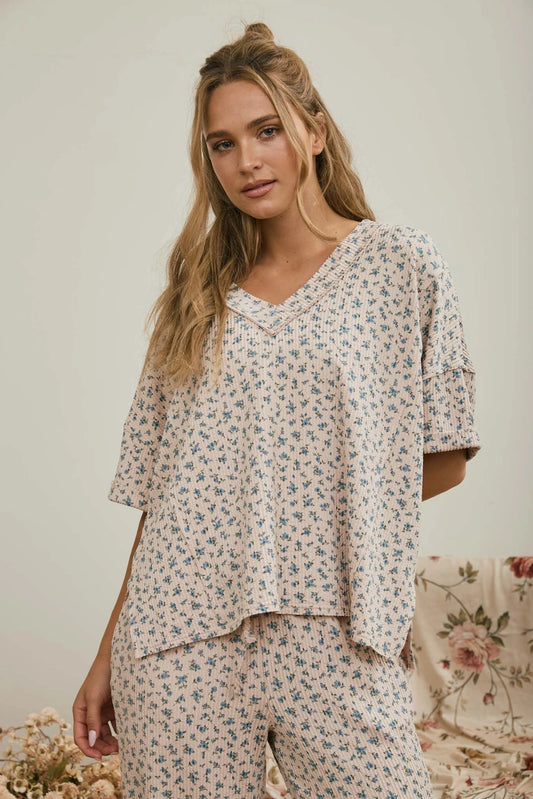BP Ditsy Floral Ribbed Lounge Set