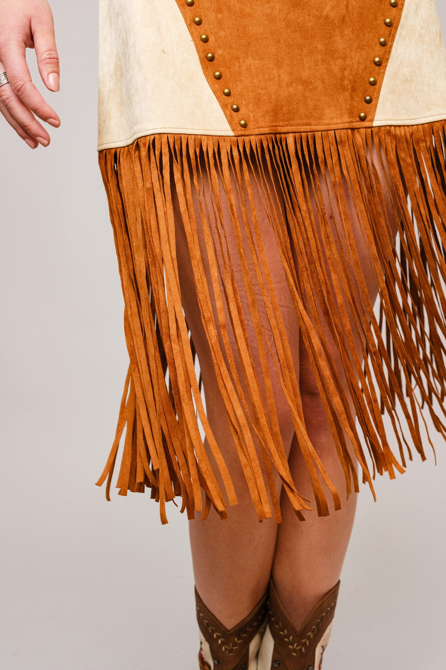 Blue B Brown Suede Fringe Dress