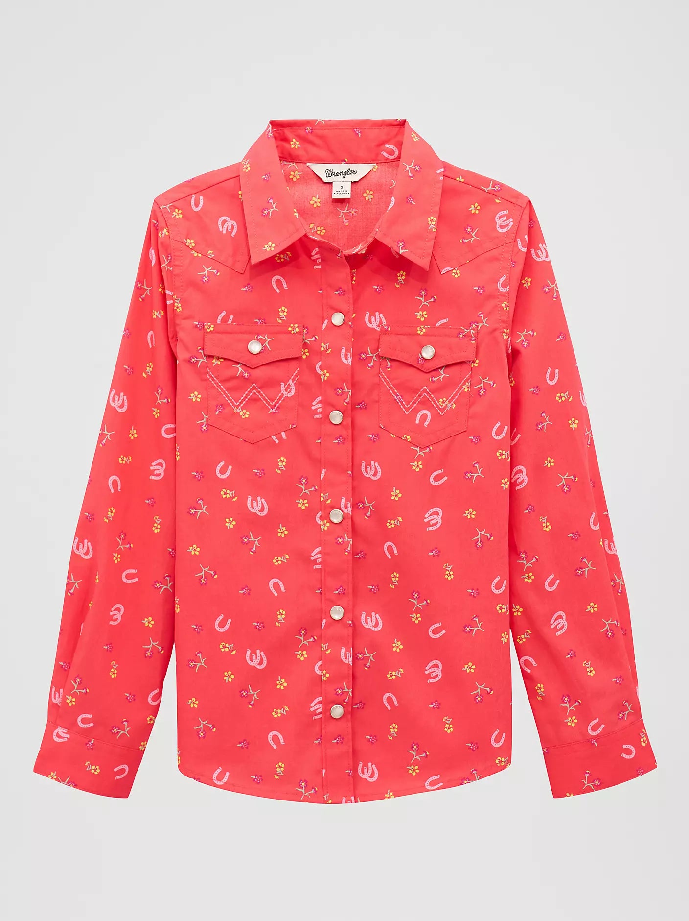 Wrangler Girls Pink Western Snap Shirt