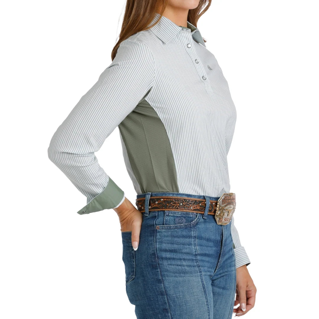 Cinch Green Striped Hybrid Shirt