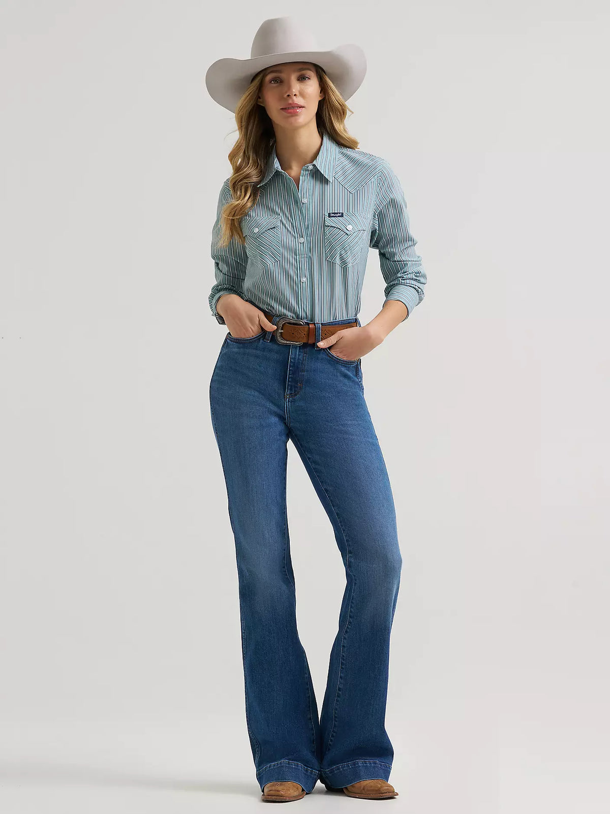 Wrangler Green Stripe Snap Shirt