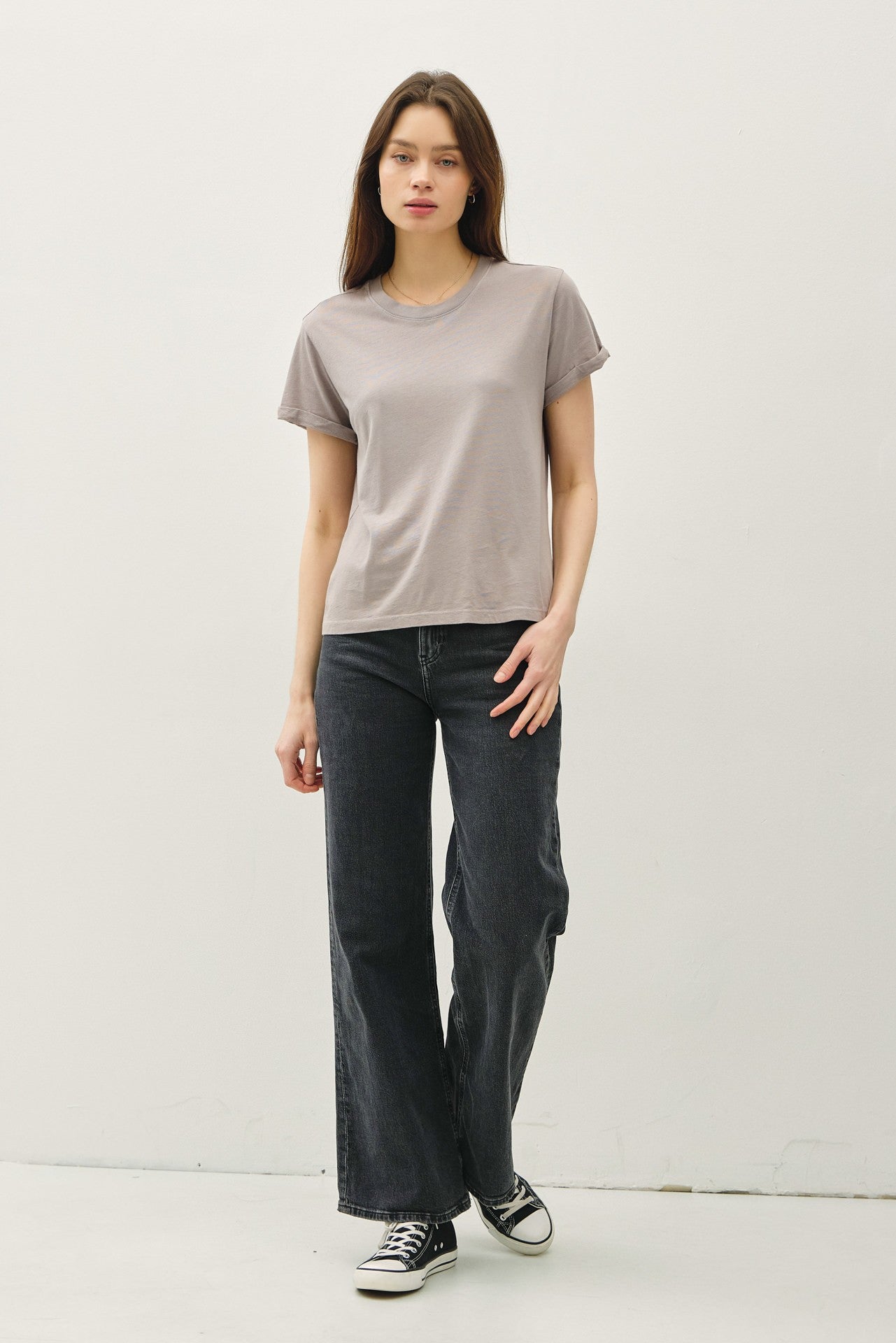 Be Cool Rolled Sleeve Tee Greige