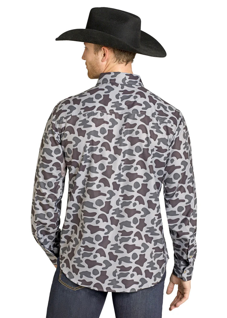 Rock&Roll Men's Grey Camo Tek Shirt