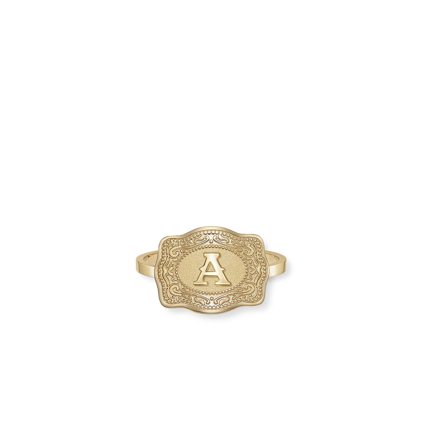 Spurwest Mini Belt Buckle Initial Ring Gold