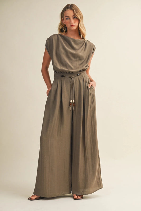 Mustard Seed Cowl Neck Jumpsuit