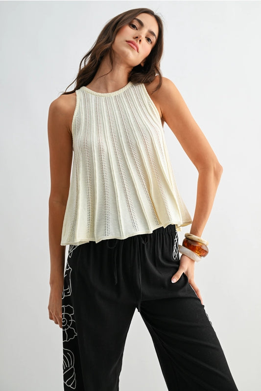 Cam Cream Sleeveless Knit Top