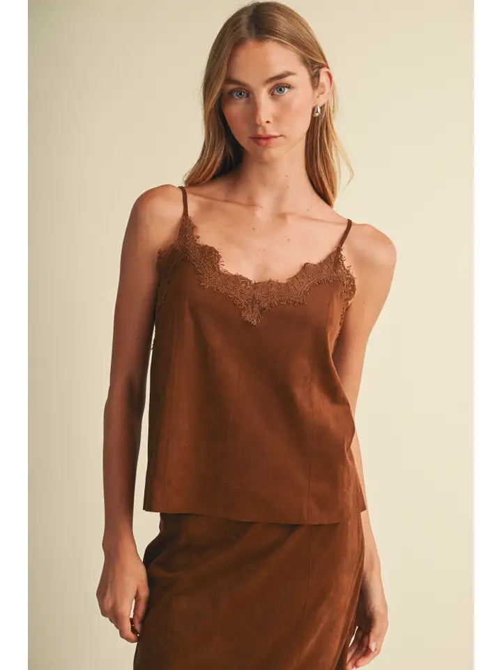 Mustard Seed Lace Cami Top Caramel
